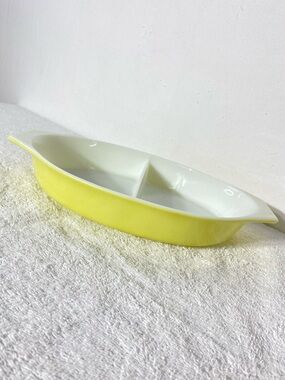 Vintage 50’s/60’s PYREX Primary Yellow Divided Casserole Dish